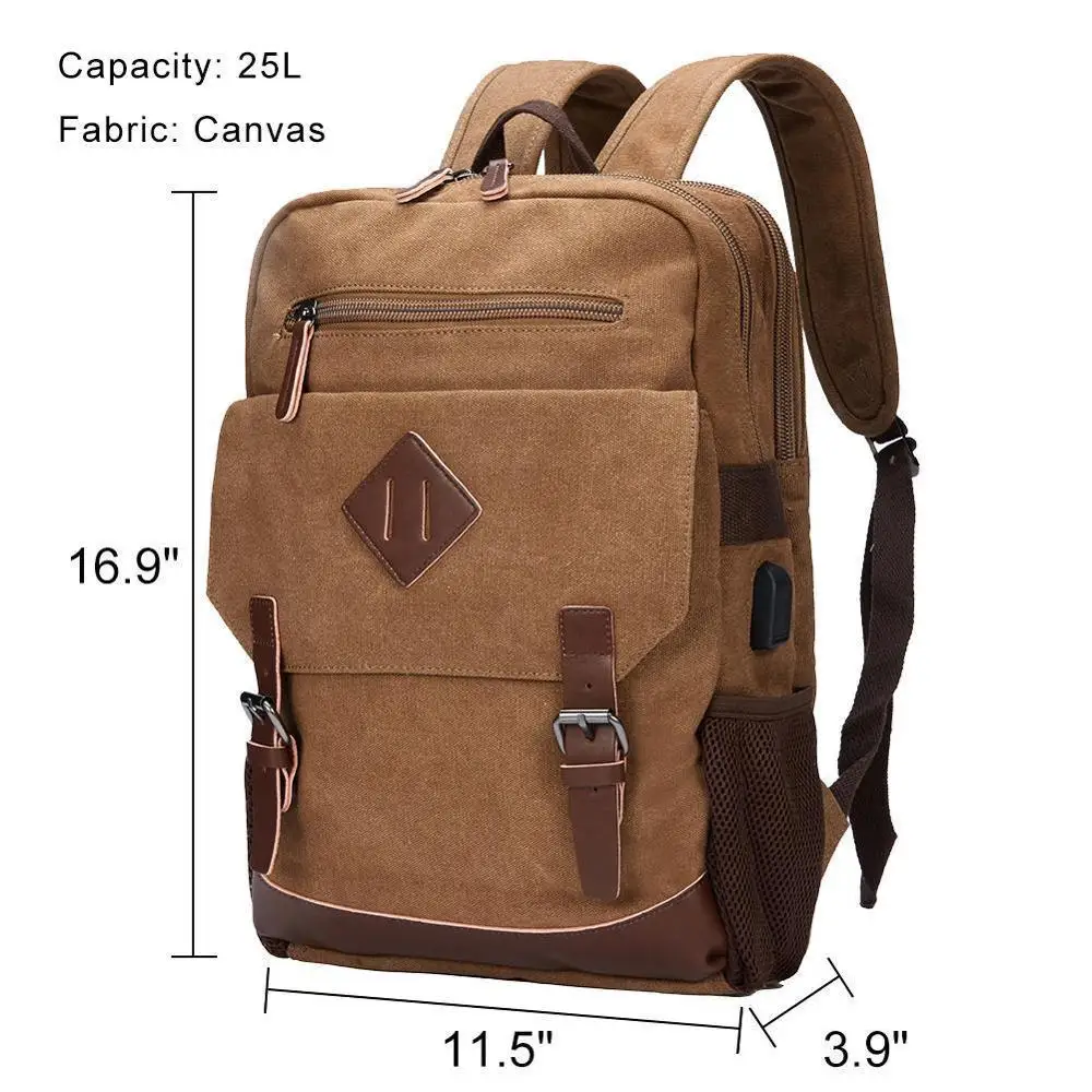 

Modoker Canvas Vintage Backpack With USB Charging Shoulder Knapsack Backpack