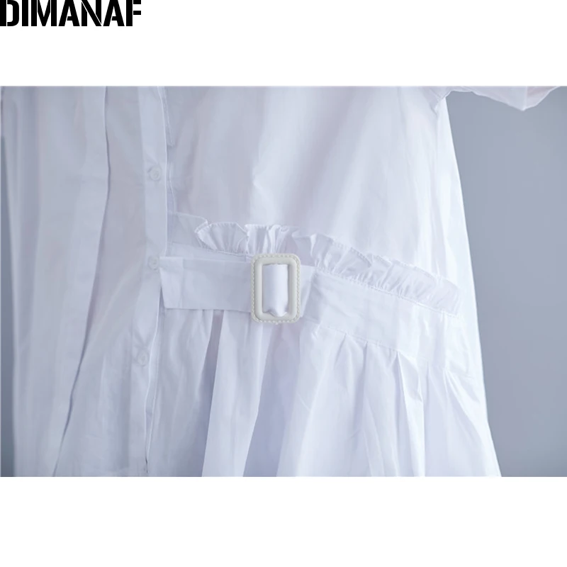 Женская Повседневная Туника DIMANAF белая однотонная футболка из хлопка с