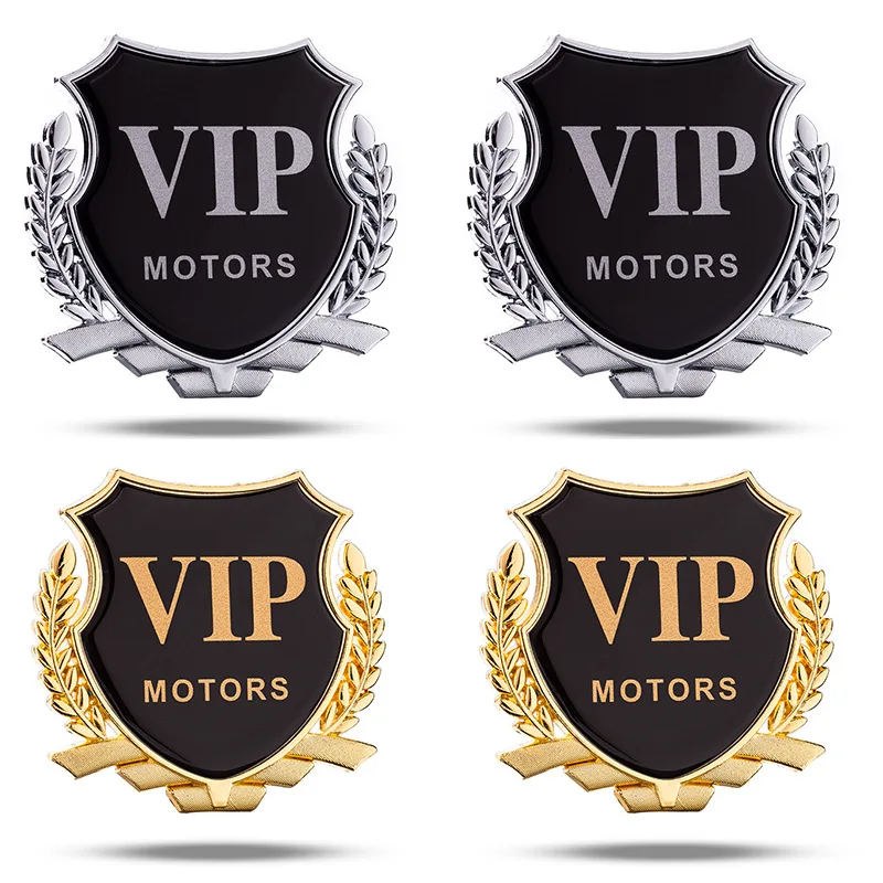 Car Metal Car Sticker Large Size VIP Metal Stereo VIP Labeling Modified Cool Side Label Window Decorative Sticker Car Logo
