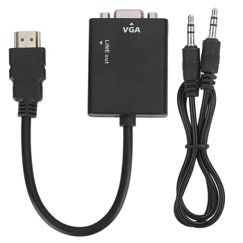 

HDMI to VGA Adapter HD Conversion Cable HDMI M /VGA F Interface with Audio Cable for Monitors to Computers Laptops