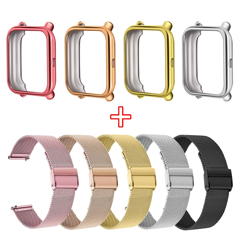 

Металлический ремешок для наручных часов 2 в 1, чехол для Xiaomi Amazfit GTS 2 Mini / Bip U/Lite, защитный чехол, сменный Браслет для часов