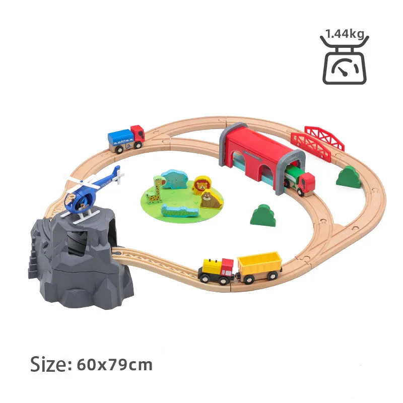 Trilhos de trem de brinquedo de madeira para crianças de 70 peças Mr Ciuf