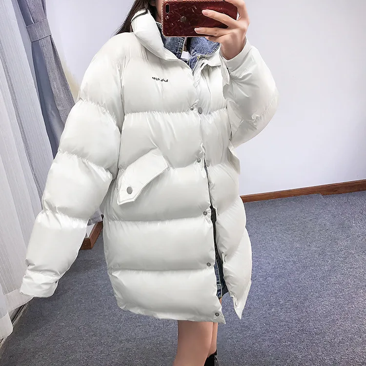 

Hand down Cotton down Coat Women's Ozhouzhan 2019 Winter Korean-style Harajuku-Style Cowboy Joint Mid-length Cotton Coat Fashion