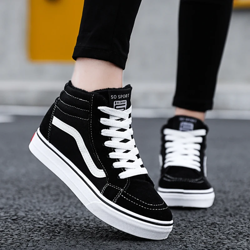 

Fashion Autumn Black Casual Shoes Women Breathable High Couple Canvas Shoes Comfortable Platform Sneaker Woman Zapatillas Mujer