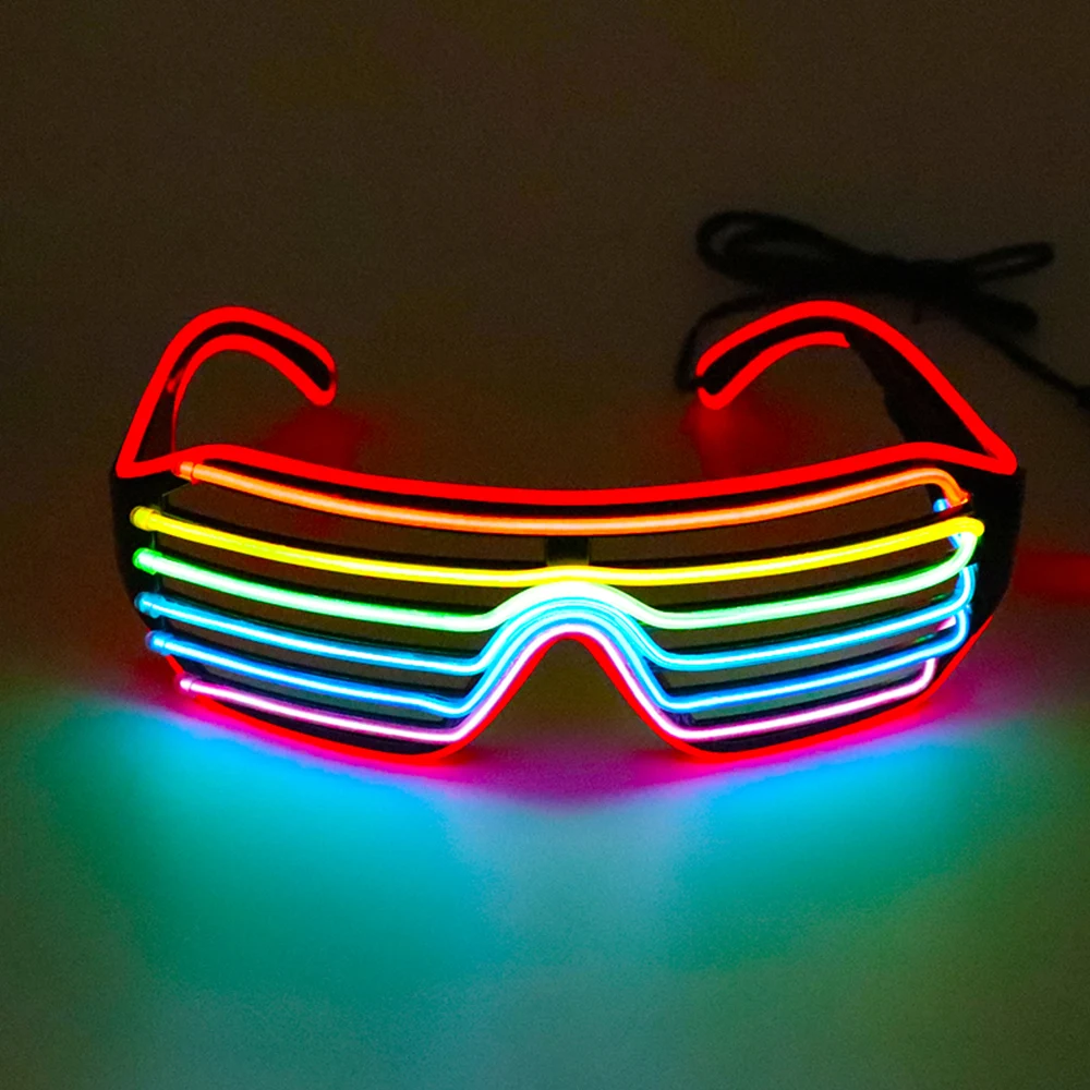 Неоновые вечерние очки EL Wire неоновые светодиодные очки бокалы с подсветкой Rave костюм вечерние диджей солнцезащитные очки декор для вечеринки в честь Дня Рождения