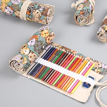 

Large Capacity Students Wrap Portable Cute Cartoon Cat Pencil Bag Multi-Purpose For Accessories Unisex Stationery Gift Roll Up