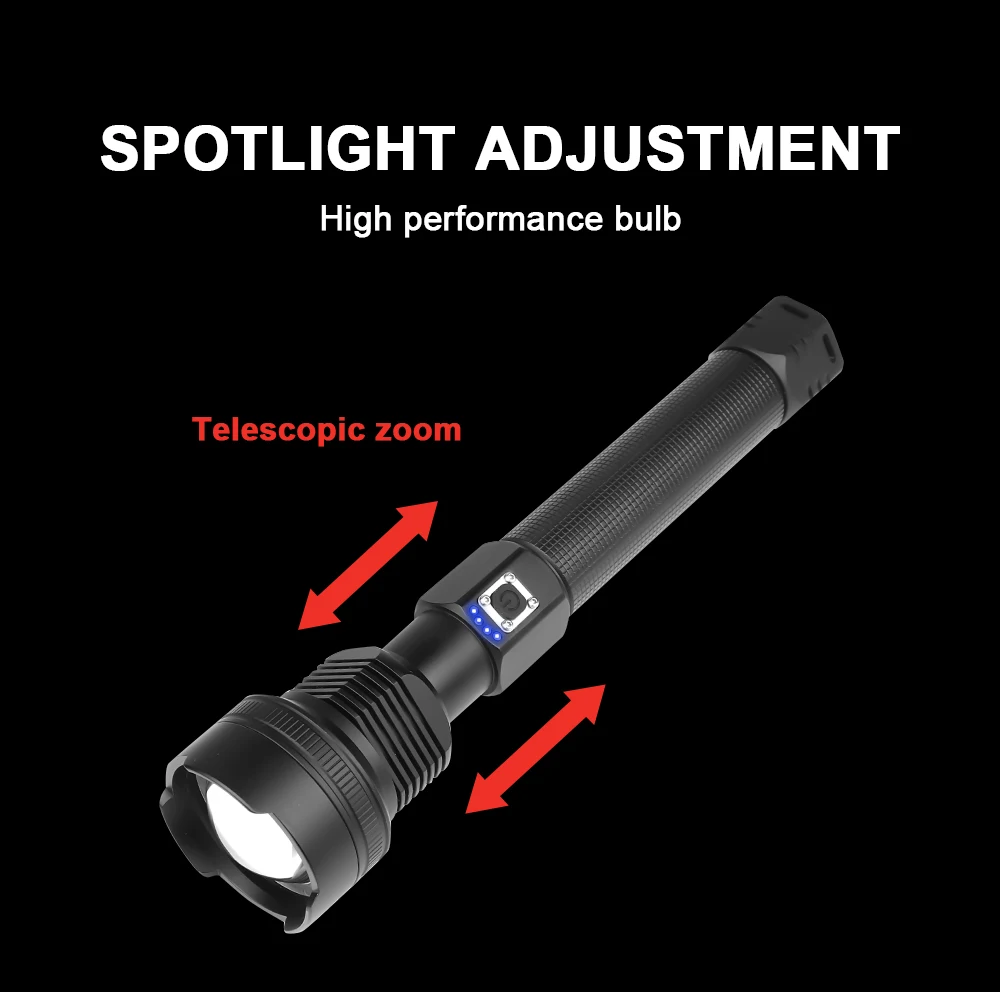 Мощный светодиодный фонарик с XHP 70,2, лампа с бусинами, масштабируемый, 3 режима освещения, светодиодный фонарь, USB Перезаряжаемый, для кемпинга, охоты, лампа