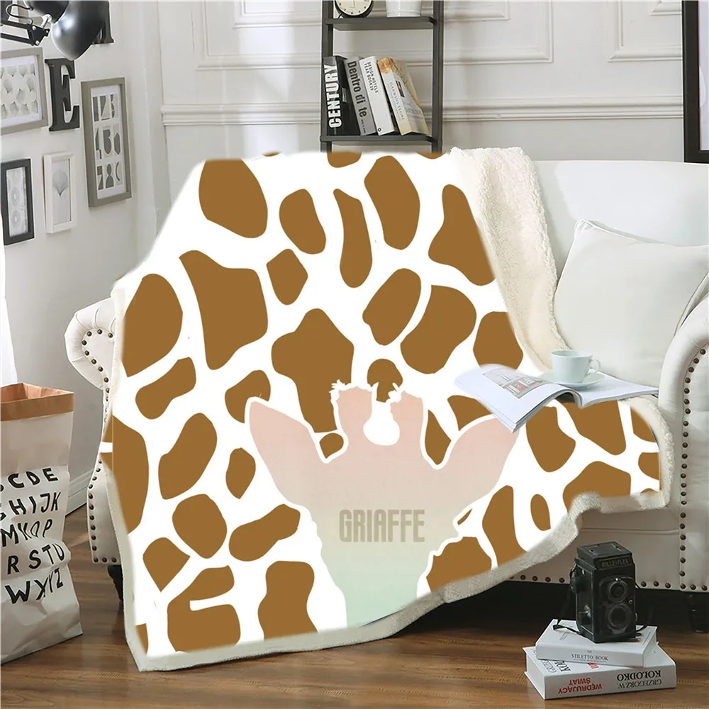 

Animal Textured Sherpa Blanket Giraffe/Tiger/Cows Throw Blanket Home Textile Fleece Blanket Nap Office Sofa Fluffy Blanket