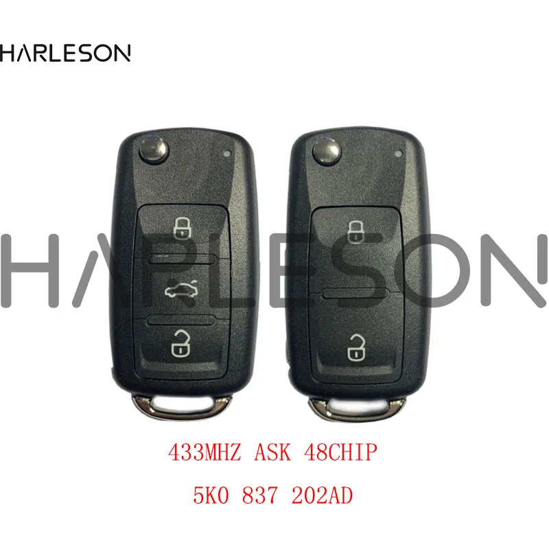 5K0837202AD 2/3Button ID48 433MHz Remote Key for VW UP Caddy Touran Eos PASSAT GOLF POLO Jetta Tiguan Transporter 5K0 837 202 AD datong world car remote control key aftermarket 20pcs 50pcs 100pcs transponder chip id48 glass blank oem unlock chip wholesale