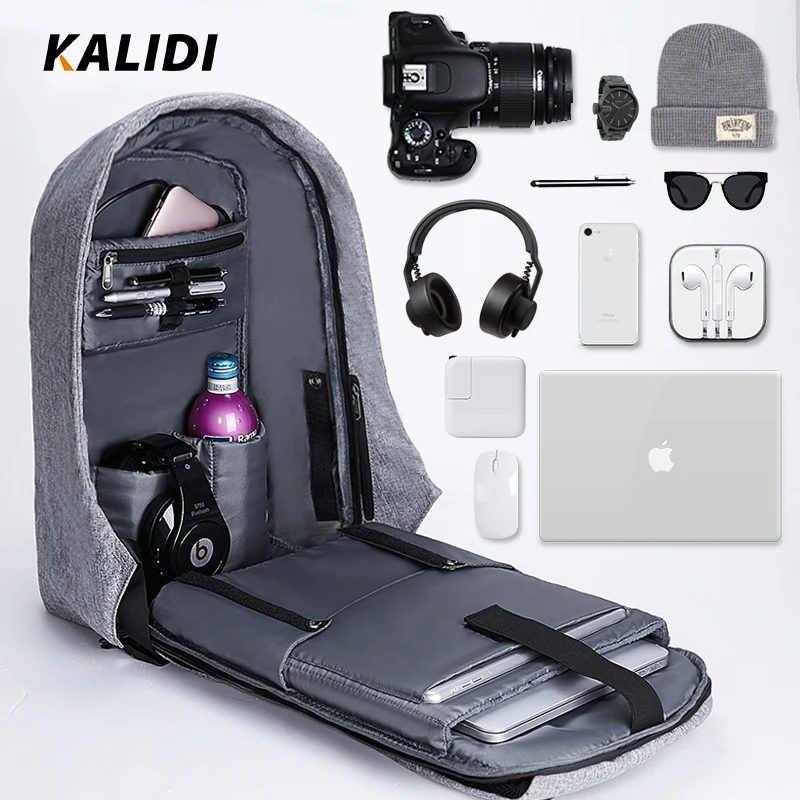 Продажа Kalidi 17.3 дюймов Anti Theft ноутбук рюкзак Для мужчин USB зарядка Тетрадь рюкзак для подростков Для женщин Водонепроницаемый ноутбук сумка 15.6 дюймов...