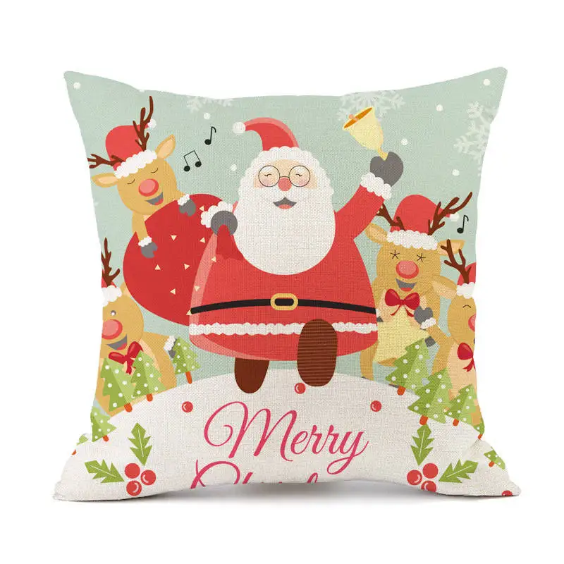 Merry Christmas подушка в форме Санта-Клауса чехол льняная снежинка снеговик олень декоративная наволочка Новогодняя Подушка 45*45 см