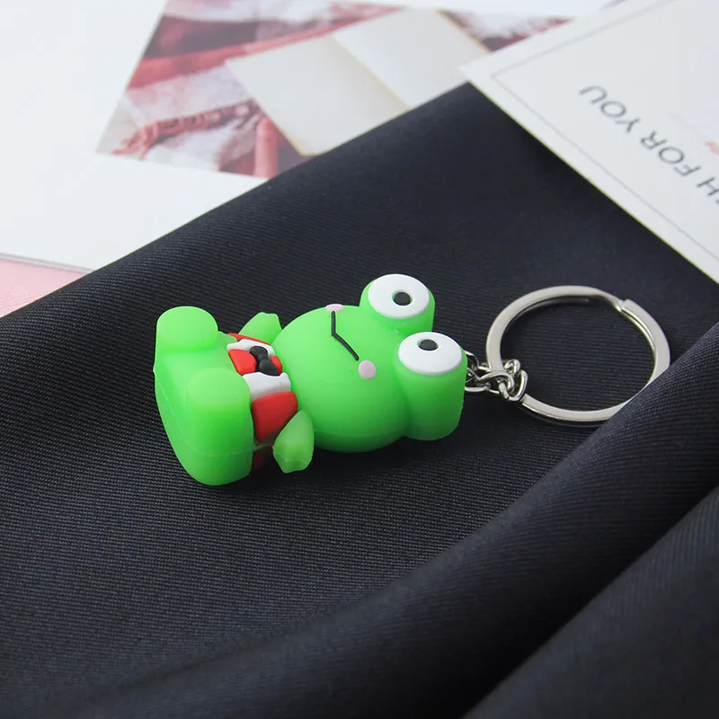 New Fashion Cute cartoon green frog keychain pendant animal shape silicone key chain backpack accessories holiday gift