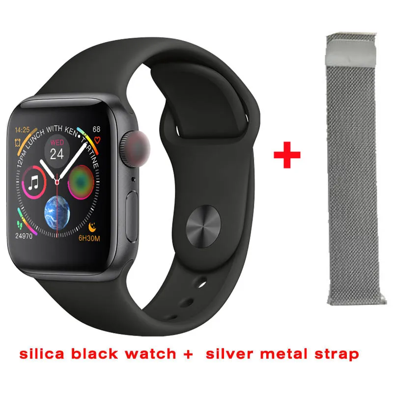 balck add silver IWO 8 W54 умные часы 44 мм серия 4 Чехол 1:1 Bluetooth умные часы ЭКГ часы для ios android Быстрая для дропшиппинг - Цвет: balck add silver