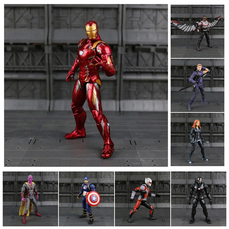 Iron Man Captain America Winter Soldier Ant-Man Falcon Scarlet Witch Vision Hawkeye Action Figure Model Toys N033