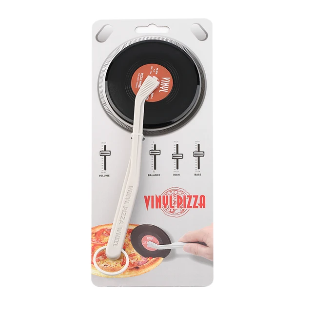Pizza Wheel Cutter Top Spin Record Player Fresh Slice Creative Kitchen Bar tool 