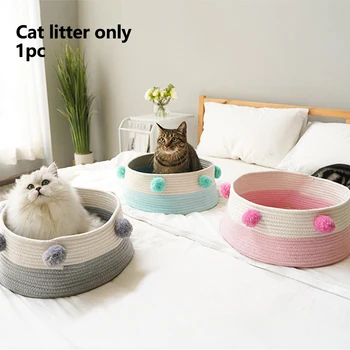 

Breathable Pet Dog Sleeping Soft Nest Kennel Plush Ball House Cotton Blend Summer Round Handmade Cat Bed Baskets Nordic
