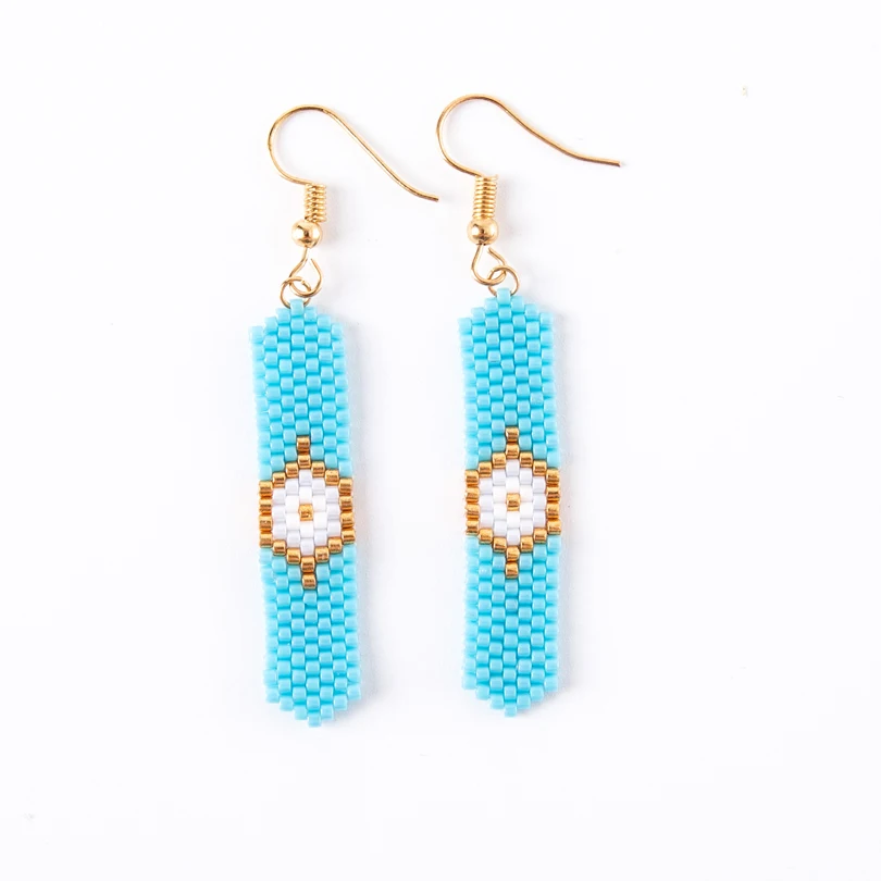

G.YCX New Mexico Cartoon Women Blue Eye Seed Beads Miyuki Earrings Femme Delica Tassel Drop Earrings Wedding Jewelry Gifts