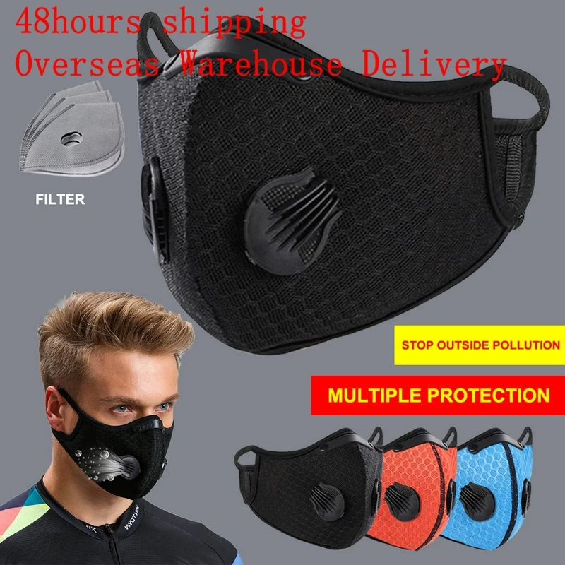 

Cycling Face Mask Facial Care Mask with Activated Carbon with Breather Valve Sport PM 2.5 Anti-pollution Running Mouth Mask