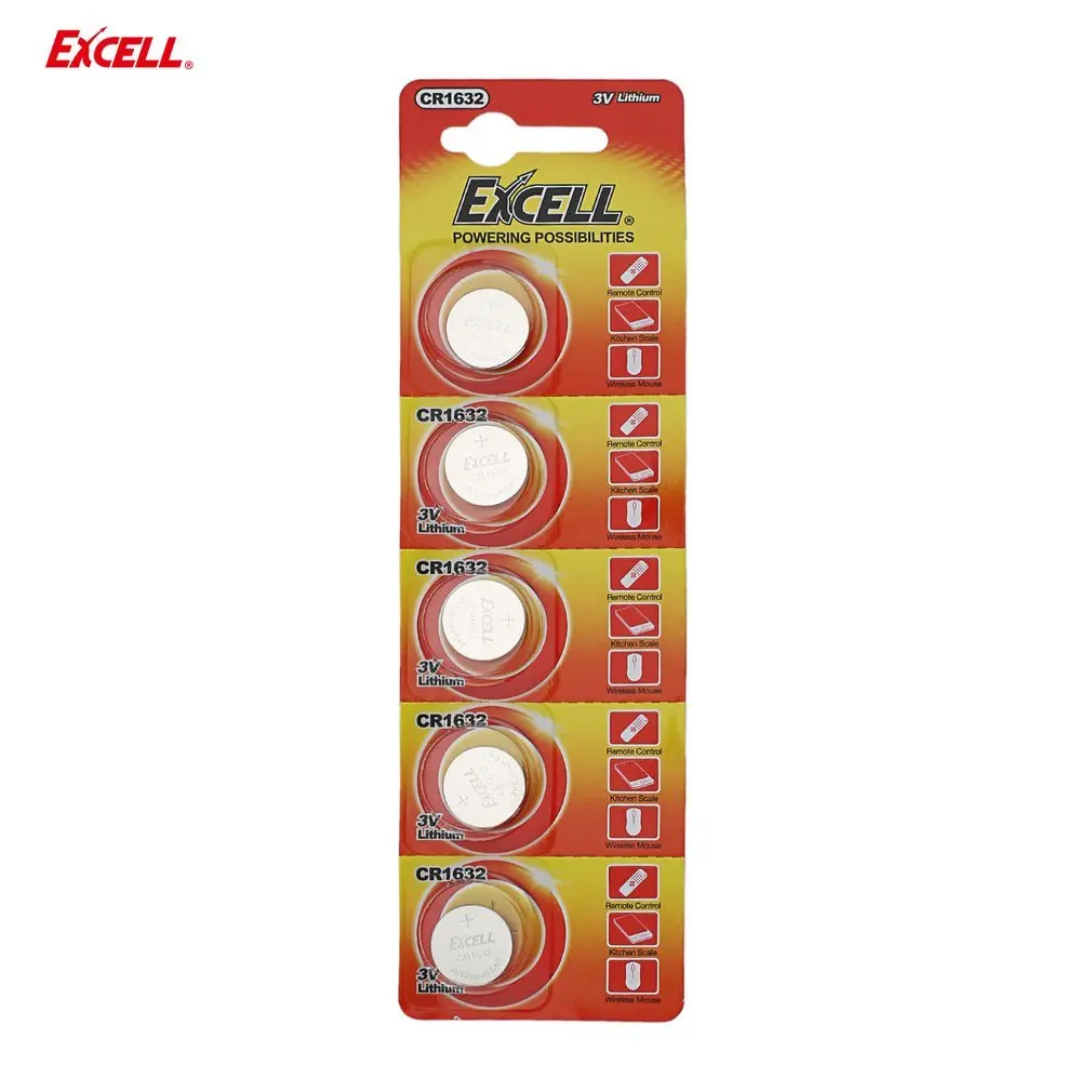 5 шт./компл. EXCELL 3V литиевые плоские батареи CR1632 батарея для монет для дистанционного управления и кухонные весы и беспроводная мышь