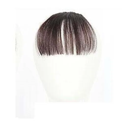 dark brown 1 шт. заколки для волос с бахромой заколки для волос накладные синтетические волосы на клипсах спереди аккуратная челка хорошие аксессуары для укладки волос - Цвет: dark brown