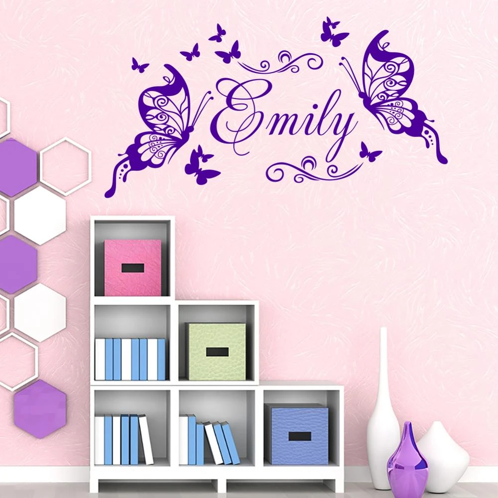 Personalised Name with Butterfly Wall Art Boys/Girls Kids Bedroom Vinyl Sticker