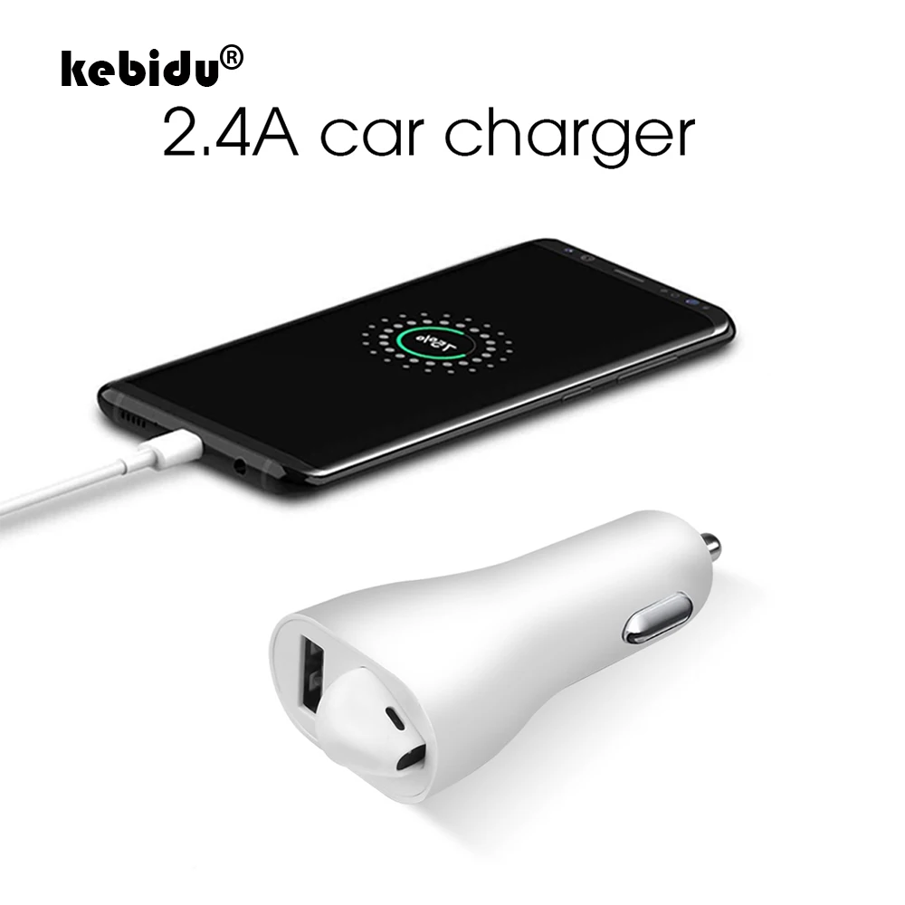 Kebidu 2 в 1 USB Автомобильное зарядное устройство адаптер 2.4A с беспроводной Bluetooth 5,0 наушники Handsfree Спортивная гарнитура наушники-вкладыши с микрофоном