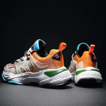 

2020 Men Shoes Casual Men Lace-up Mesh Breathable Comfortable Fashion Thick Bottom Running Chunky Sneakers Tide Shoes Men