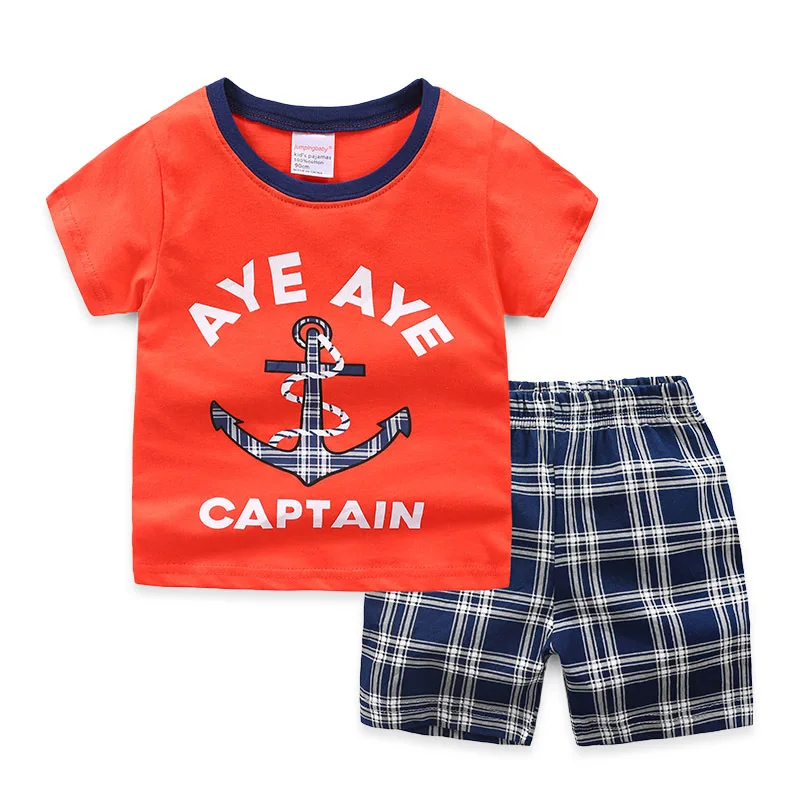 

Kids Tank Top with Pants Fully Cotton and Soft T Shirt Set with Cartoon Printing for Baby Pajamas Short Sleeve Children Clothing