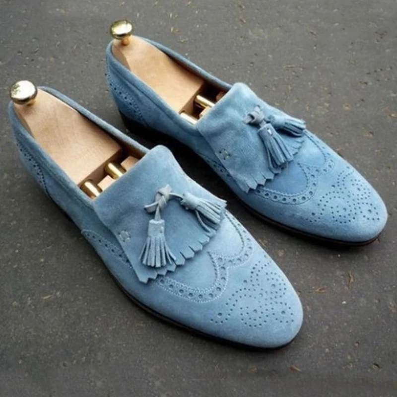 Zapatos de moda de cuero para hombre, mocasines de tacón bajo, zapatos de vestir, botines de primavera, clásicos, informales, YK414