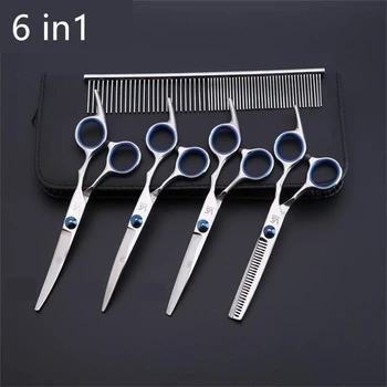 

6‘ Pet Dogs Stainless Steel Gromming Scissors Up Down Curved Shears Sharp Edge Animals Cat Hair Cutting Barber Cutting Tools Kit