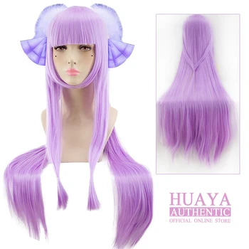 

HUAYA Long Straight Purple Wig Heat Resistant Fiber Synthetic With Bangs False Hair for Girl’s Daily Party Anime Cosplay Wigs