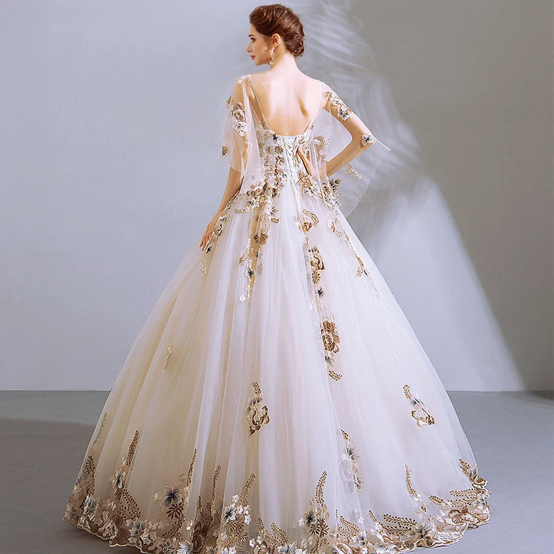 Это свадебное платье YiiYa, Белое Бальное платье в пол с квадратным воротником, Длинные вечерние платья на заказ, большие размеры, свадебное платье es E289