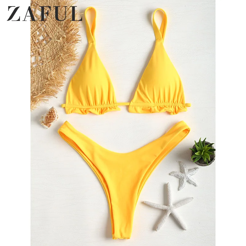 \ &quotZAFUL оборками комплект бикини Высокая талия с мягкими высокой сексуальный