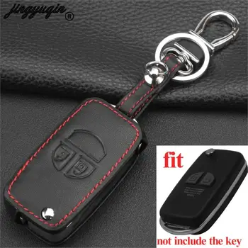 

jingyuqin 2 Buttons Leather Fob Remote Car Key Case Cover Holder For Suzuki Swift Grage Vitara Alto Keychain Keyring