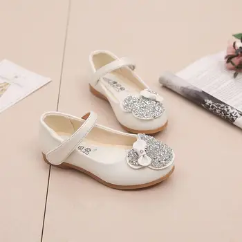 

Girls' Leather Shoes Baby Girl Fashion Spring Party Shoes 2020 Princess Bow-knot With Rhinestone Sweet Girlish Children Shoes
