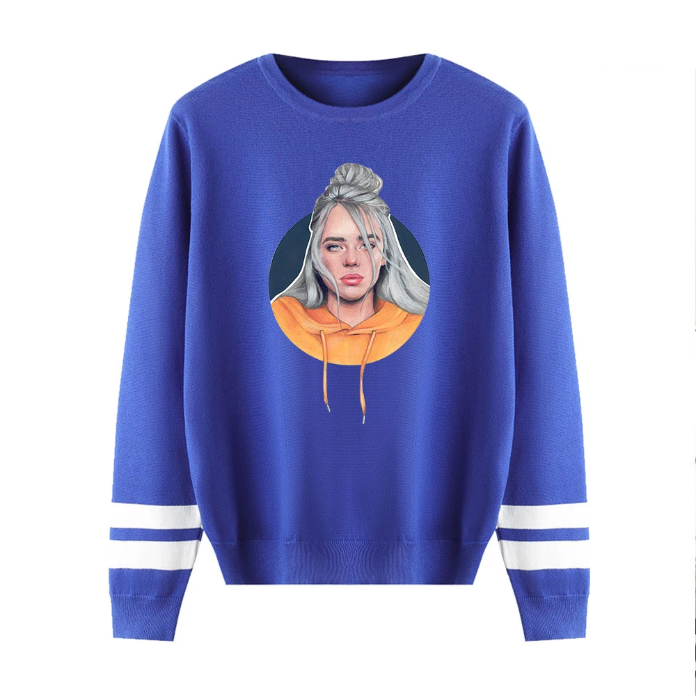 Вязаные свитера Billie Eilish, оригинальные модные пуловеры с принтом, осенне-зимний теплый свитер с круглым вырезом для мужчин и женщин, Повседневные свитера