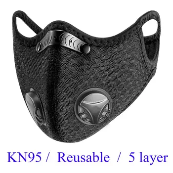 

KN95 Mouth Face Mask with Carbon Filter Pm 2.5 Dustproof Anti Pollution Mask Cycling Running Trainning Sport Facemask