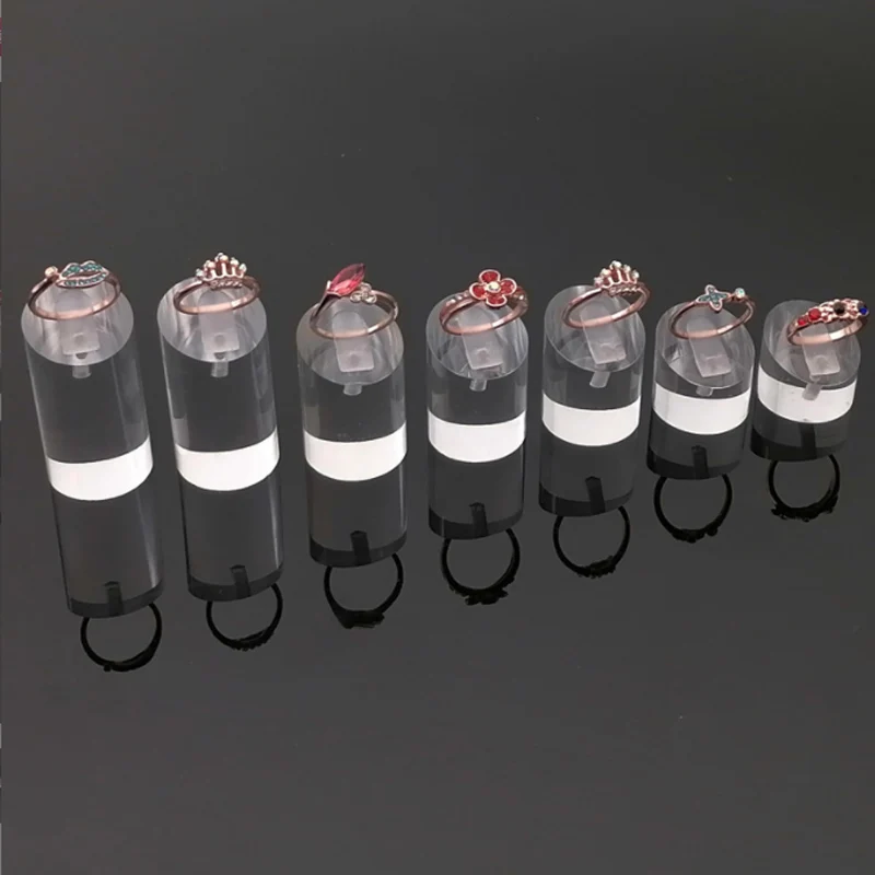 Acrylic Black/Transparent 7pcs/set Ring Display Stand Ring Pendants Show Display Photos Props Jewelry Storage Rack