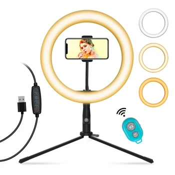 

Photography LED Selfie Ring Light Dimmable Camera Phone Ring Lamp 6/10inch With Table Tripod For Makeup Video Live Studio
