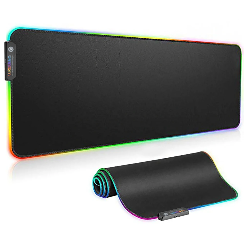 RGB мягкий игровой коврик для мыши труба негабаритный светодиодный расширенный