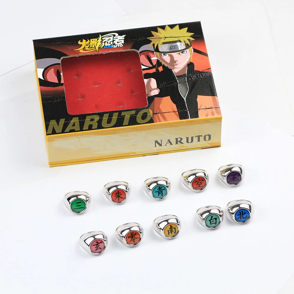 10 style Anime HOKAGE Naruto Akatsuki cosplay Rings Sasori Itachi Hidan Deidara Pein accessories Prop