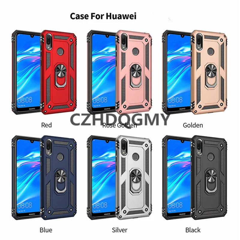 50 шт./партия противоударный чехол для телефона для Huawei Y6 Pro Y7 Prime Honor 8A Enjoy 9 Plus с кронштейном для автомобильного кольца - Цвет: Многоцветный