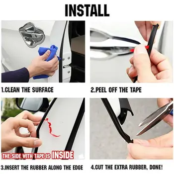 

Black Car Door Edge Guard Seal Molding Trim Protectors Strip Plastic 1 set