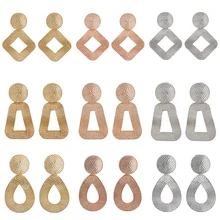 Новые матовые геометрические серьги в европейском и американском стиле, Длинные металлические серьги в подарок на день рождения CE680