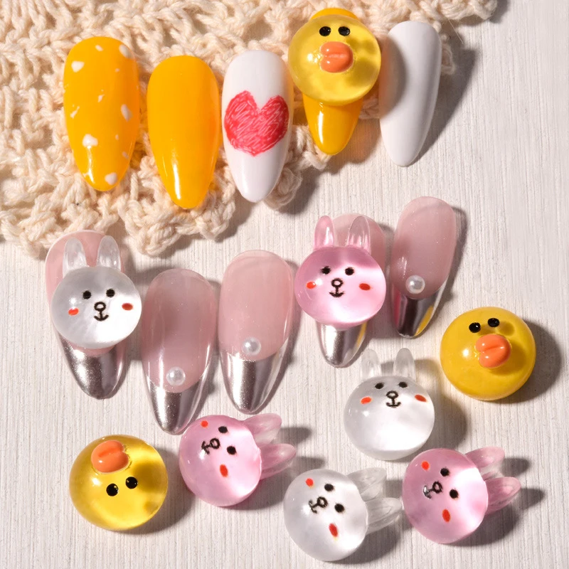 

3D Cartoon Nail Decorations Rotatable Cute Bear Jelly Rabbit And Duck Rotating Nail DIY Ornaments Manicure Design Accessories