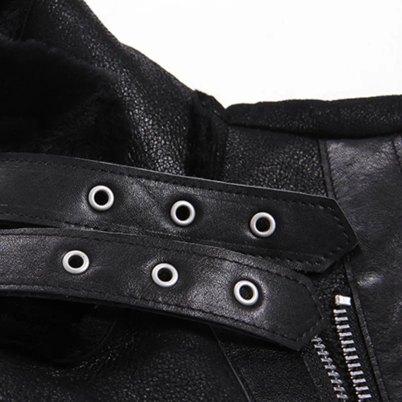 

Real Fur Sheep Shearing Winter Coat Motorcycle Genuine Leather Jcaket for Women Clothes 2020 S-W-2 YY986