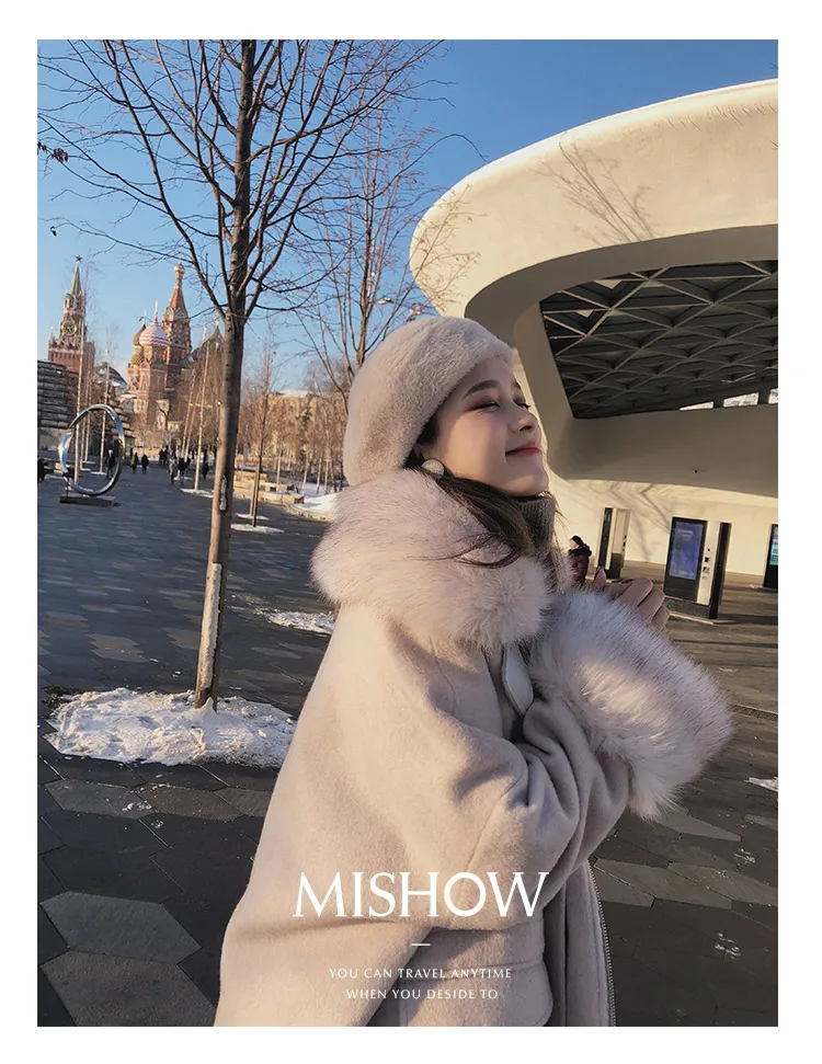 MISHOW, Осень-зима, свободное, Vogue, корейский стиль, Женское пальто, очень толстое, уличная одежда, шерстяной воротник, хорошо сохраняет тепло, куртка MX18D9680