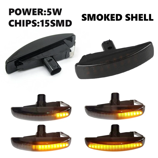 2Pcs LED Turn Signal Dynamic Side Marker Lamps Repeater Indicator Light For Land Rover Discovery 3 4 Rover Sport L320 Freeland 2 15SMD Dynamic Smoked