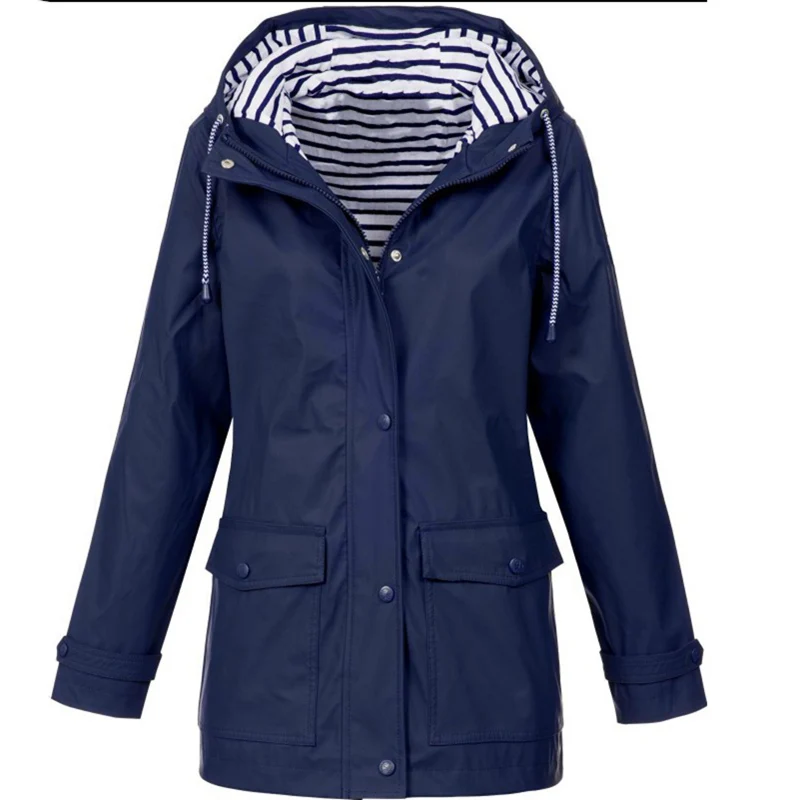 Navy Blue LAAMEI, повседневные весенне-осенние походные куртки для женщин, дождевик для улицы, дождевик на молнии, ветровка, водонепроницаемое пальто, верхняя одежда - Цвет: Navy Blue