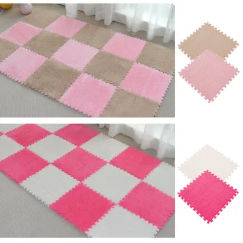 

10Pcs/1Set 30*30 Plush Puzzle play mats Foam Shaggy Velvet Carpet Decorative Kids Room for Crawling Play Toys